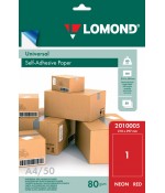 Lomond Самоклеющаяся А4 80 г/кв.м. 50 л, цвет красный неон (2010005)