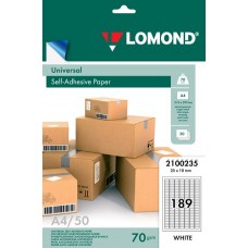 Бумага Lomond самоклеящаяся A4, 189 шт. (25.4 х 10 мм), 70 г/м2, 50л (2100235)