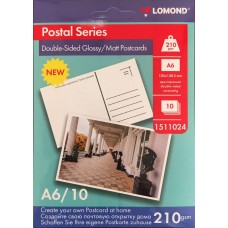 Фотобумага Lomond Открытка 10х15см 210 г/м2 двусторонняя гл/мат фотобумага, 10л (1511024)