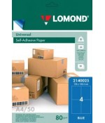 Бумага Lomond адр.накл UNIV,04-дел,105х148,5мм,50л,А4  (2140025) голубая